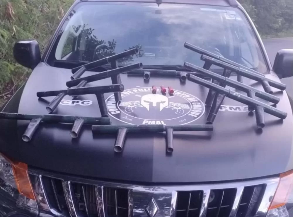 Polícia apreende armas artesanais e munições em área de mata no Pontal