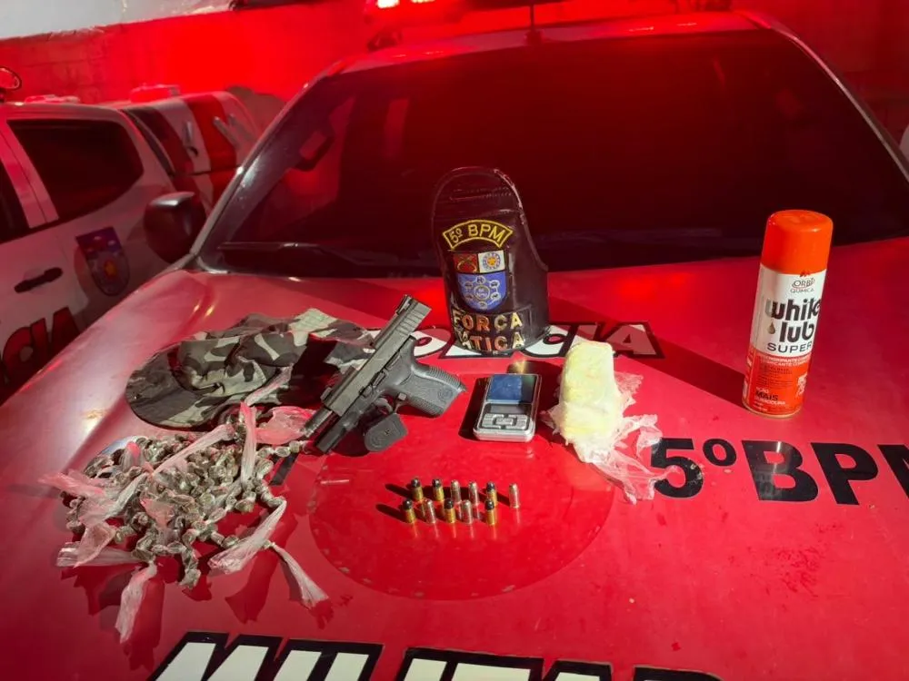 Polícia apreende arma, munições e drogas no Conjunto Cidade Sorriso I, em Maceió
