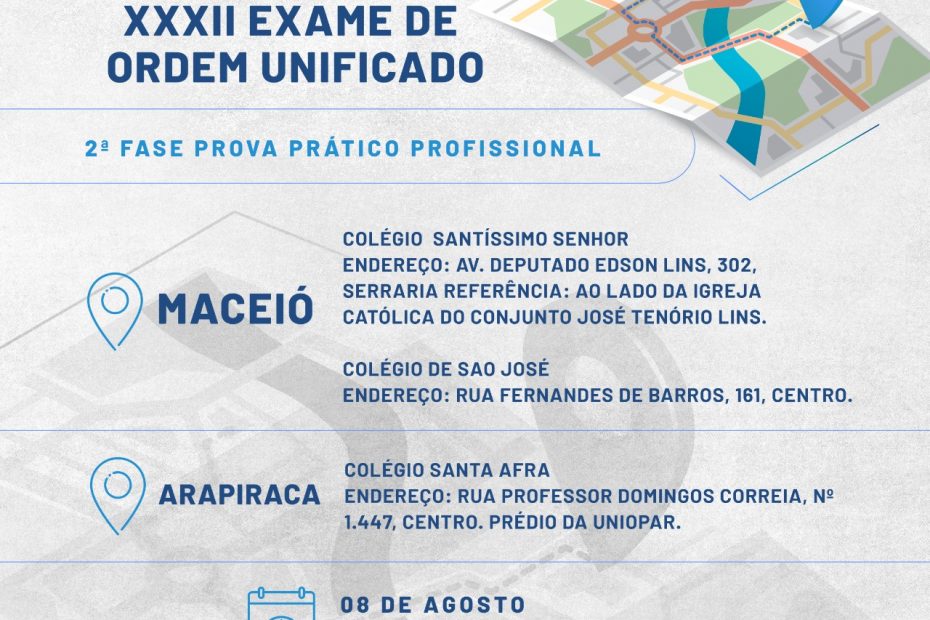 OAB Alagoas divulga locais da 2ª Fase do XXXII Exame de Ordem Unificado Expresso AL